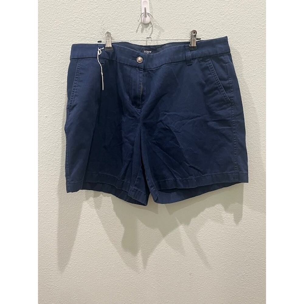 J CREW NWOT Re-imagined NAVY Blue Flat Front Chino Pants SHORTS Size 14 Women